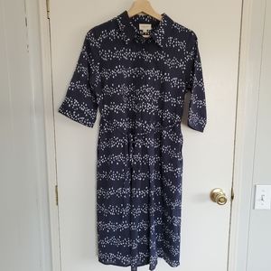 Orange Creek Dress S Blue Belted White Polka Dot